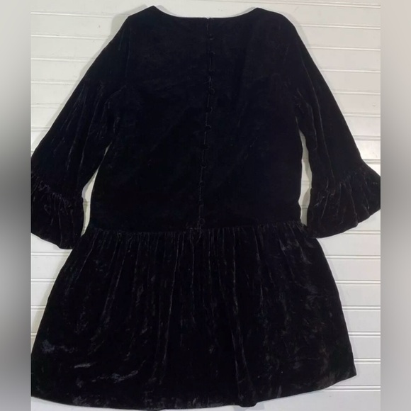 Madewell Black Velvet Bell Sleeve Drop Waist Dress Womens Size XS Romantic Goth - Picture 14 of 15